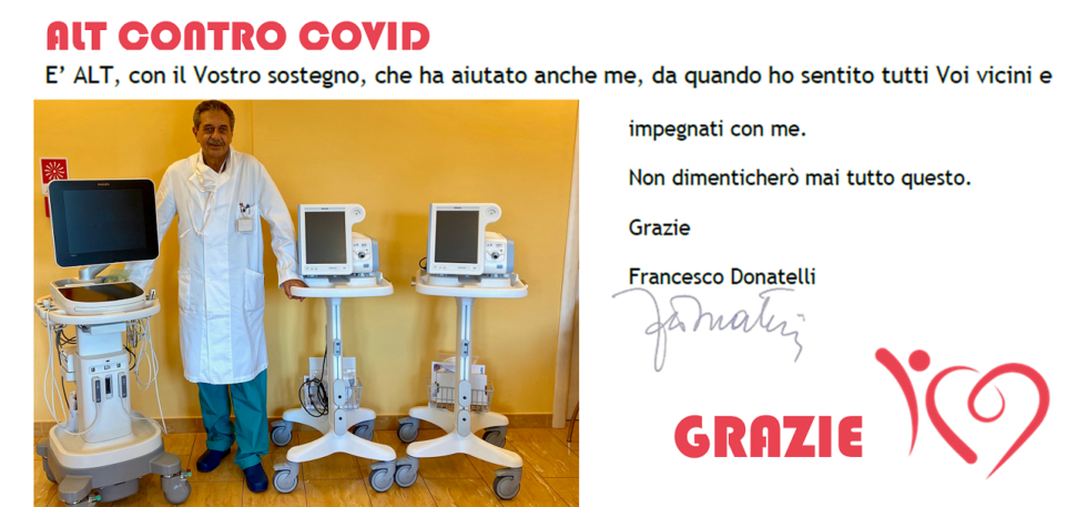 “GRAZIE ALT”: lettera a tutti i donatori