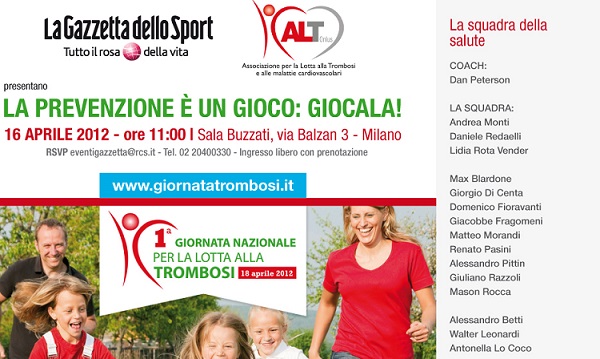 1° Giornata Nazionale per la Lotta alla Trombosi